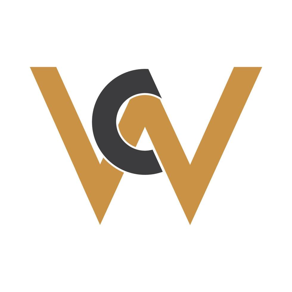 Initial letter cw logo or wc logo vector design template