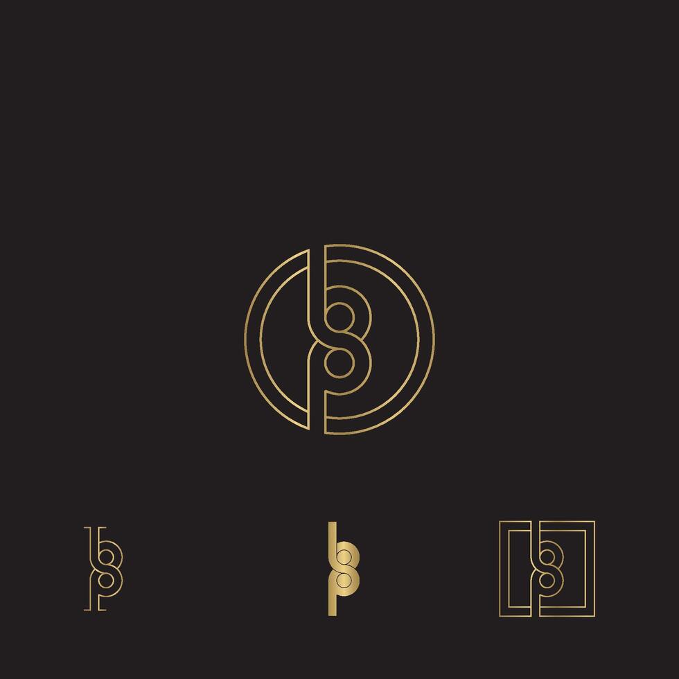 Alphabet Initials logo PB, BP, B and P vector