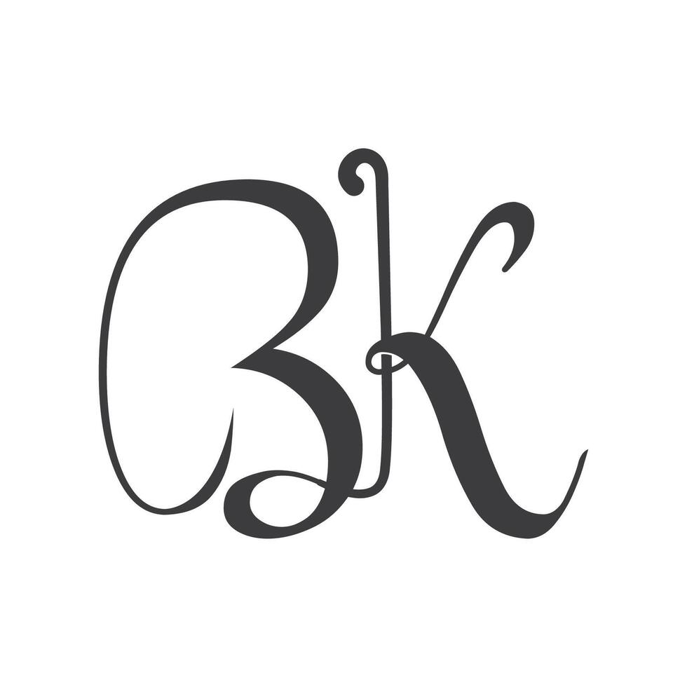 Initial letter bk logo or kb logo vector design template