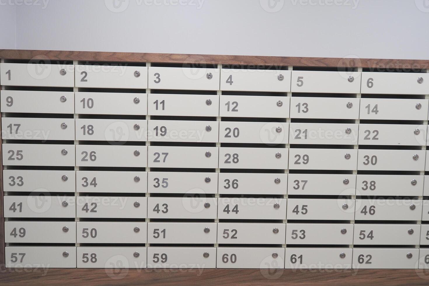 white color storage box in public place. safe storage locker for shopping malls photo