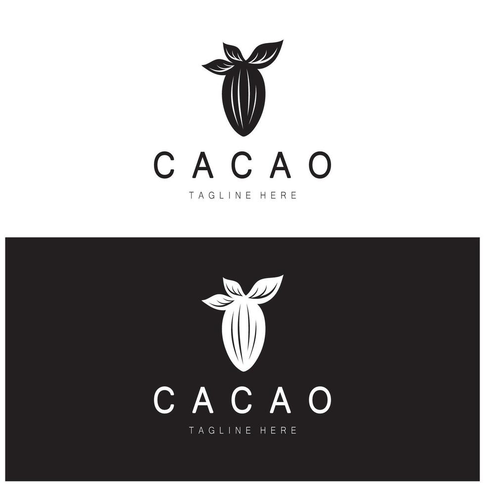cacao logotipo,cacao frijol, cacao árbol,cacao ramas y hojas,chocolate mezcla en blanco fondo, vintage, moderno, simple, minimalista icono ilustración modelo diseño vector