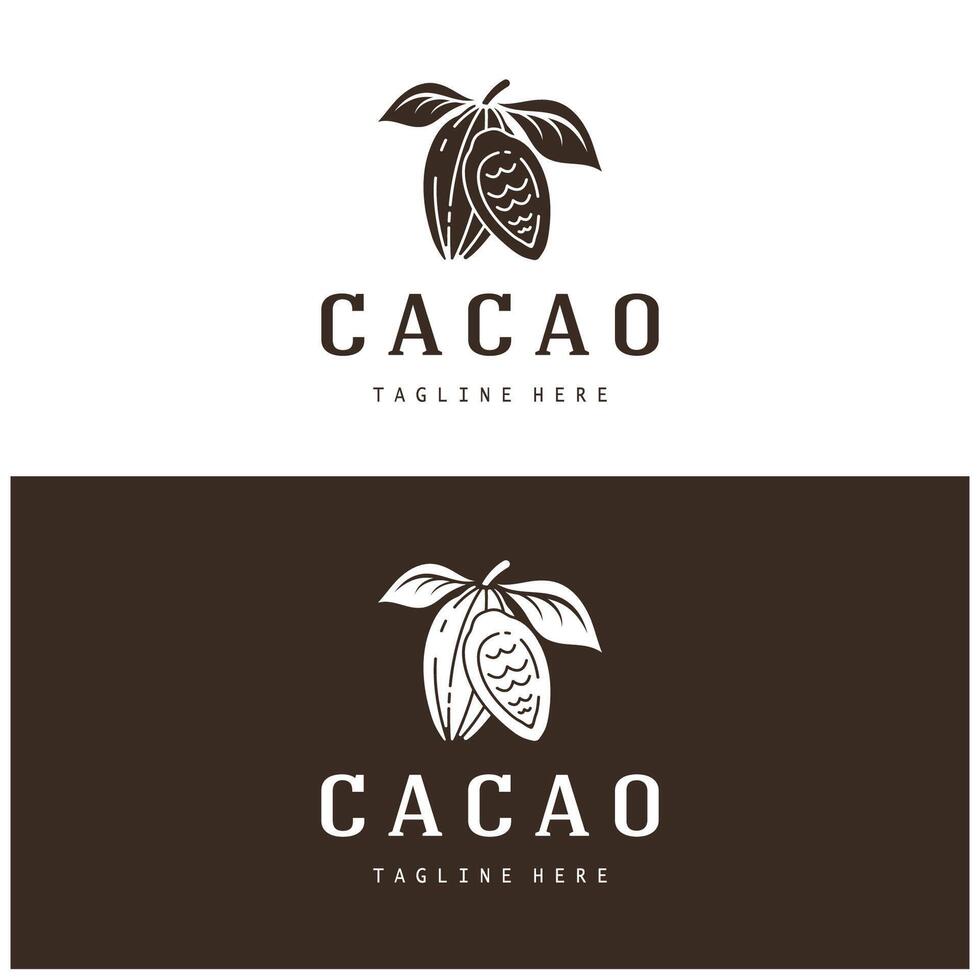 cacao logotipo,cacao frijol, cacao árbol,cacao ramas y hojas,chocolate mezcla en blanco fondo, vintage, moderno, simple, minimalista icono ilustración modelo diseño vector