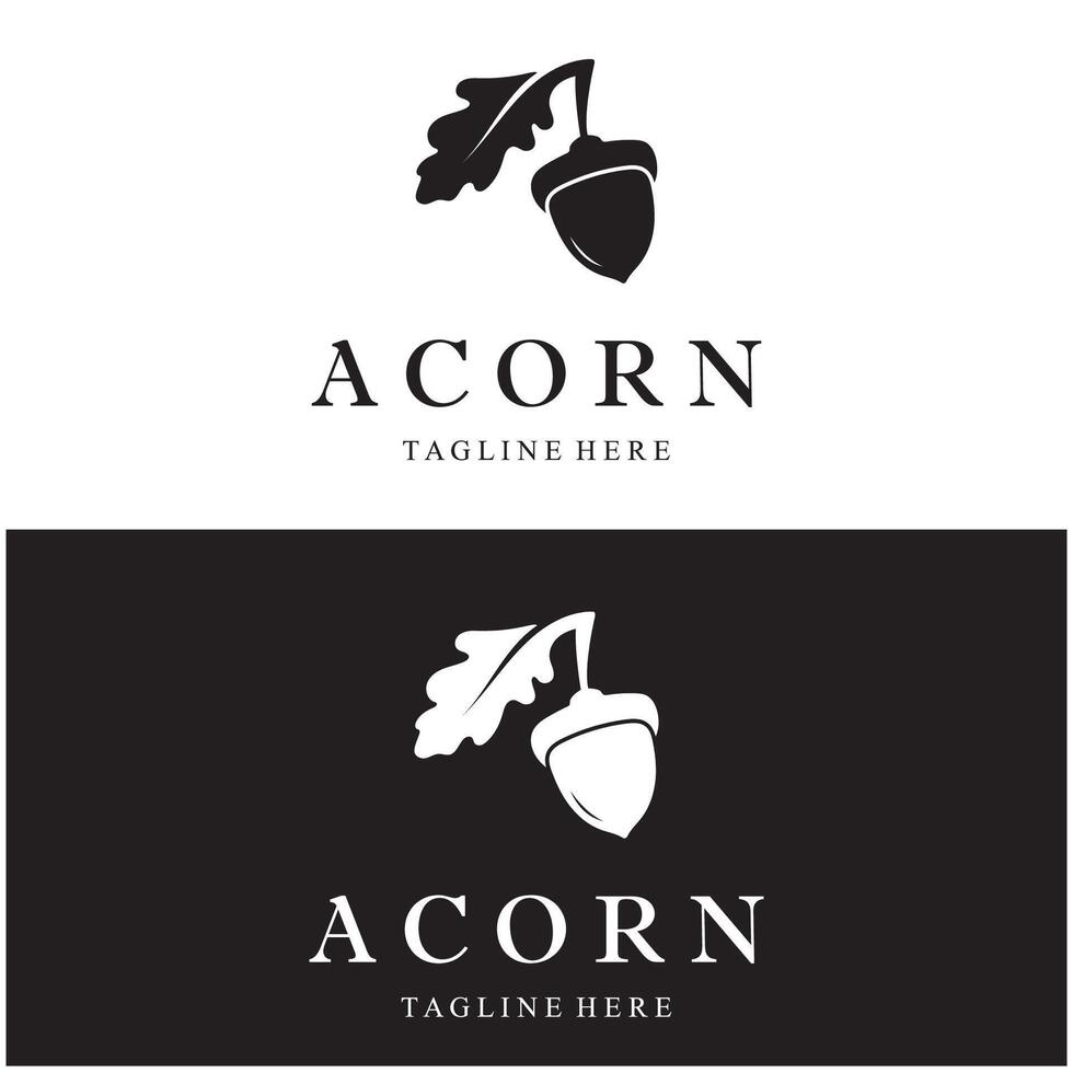 Simple Acorn logo design with leaves,oak leaves logo,isolated with vector illustration editing