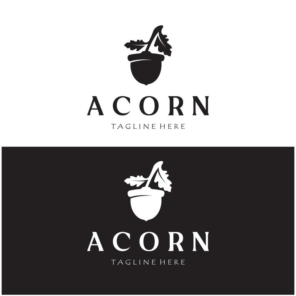 Simple Acorn logo design with leaves,oak leaves logo,isolated with vector illustration editing