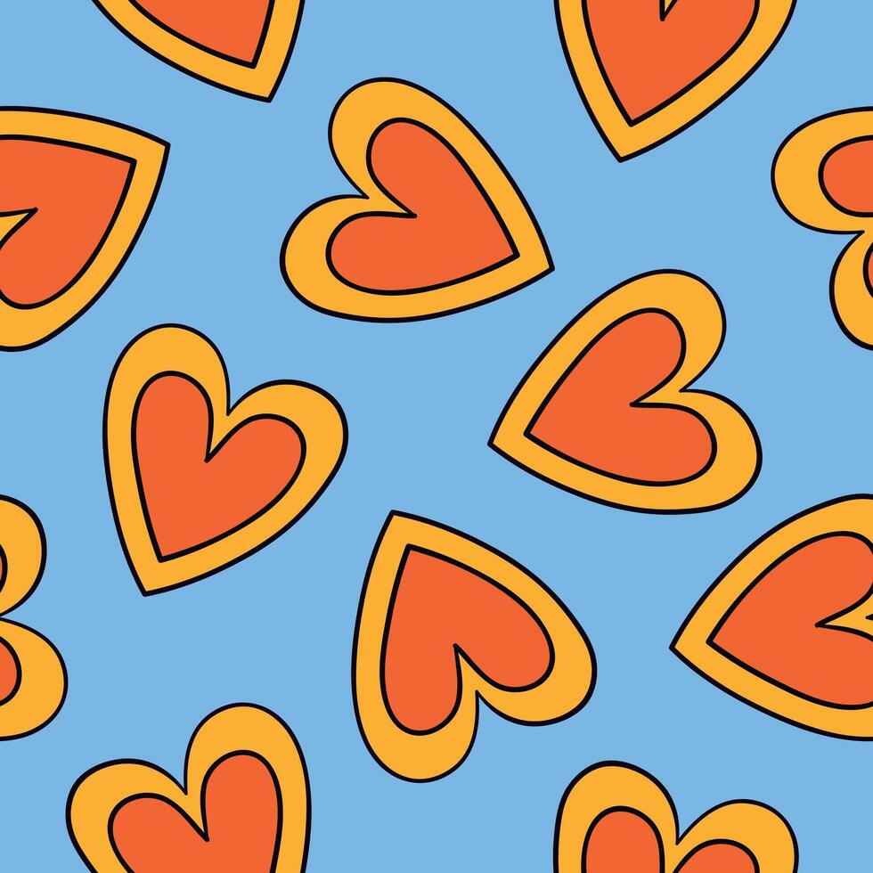 Hearts Pattern Hearts Background Love Seamless Pattern Groovy Heart Repeat Design vector