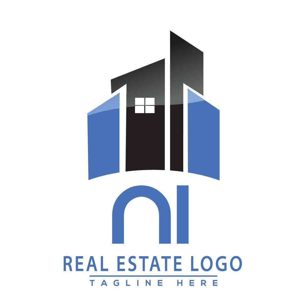 NI Real Estate Logo Design House Logo Stock Vector. vector