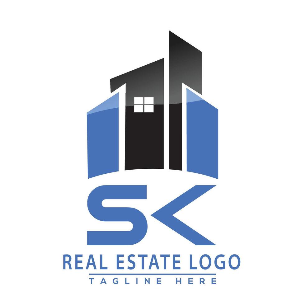 SK Real Estate Logo Design House Logo Stock Vector. vector