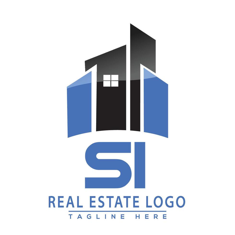 SI Real Estate Logo Design House Logo Stock Vector. vector