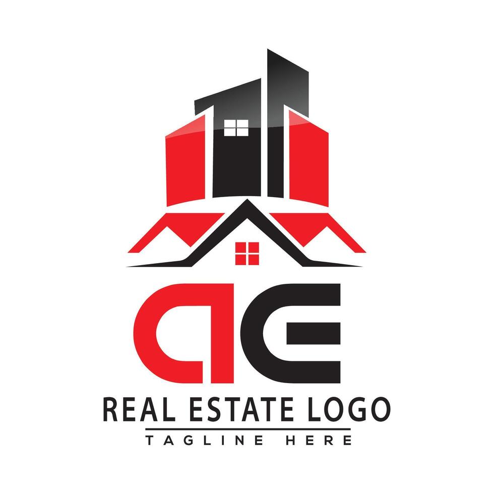 ae real inmuebles logo rojo color diseño casa logo valores vector. vector