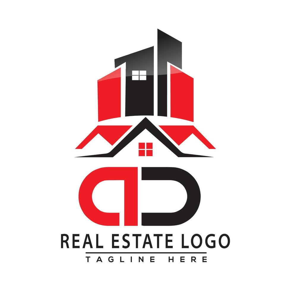 AD Real Estate Logo Red color Design House Logo Stock Vector. vector