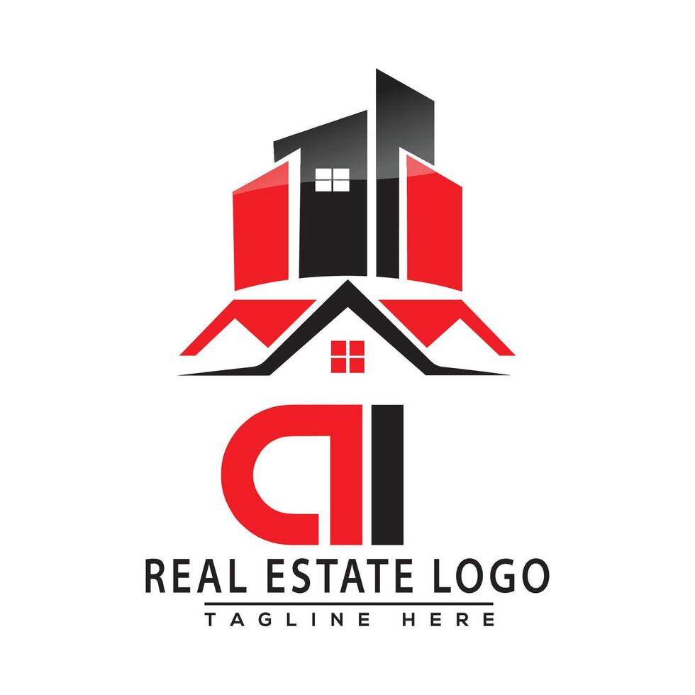 AI Real Estate Logo Red color Design House Logo Stock Vector. vector