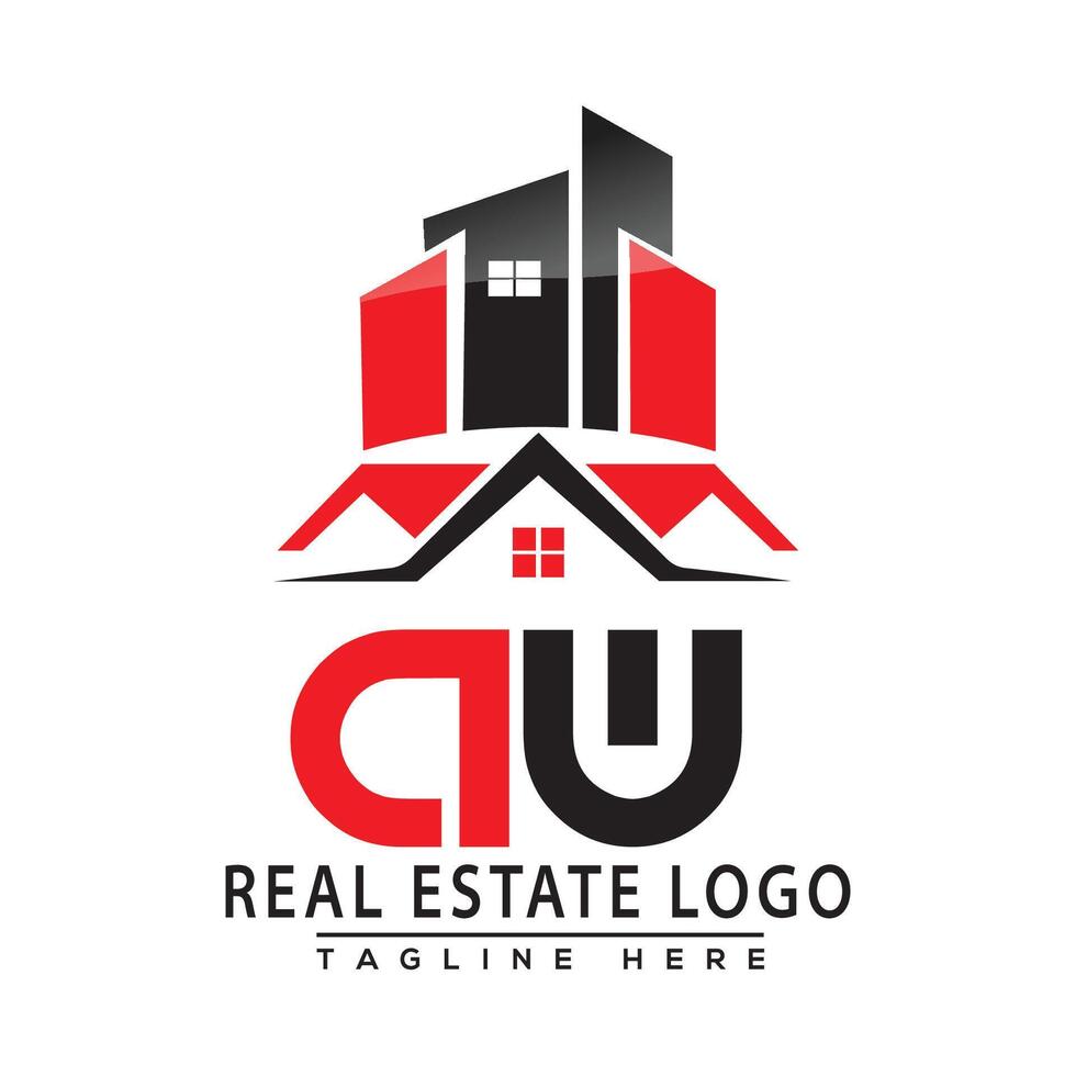 AW Real Estate Logo Red color Design House Logo Stock Vector. vector