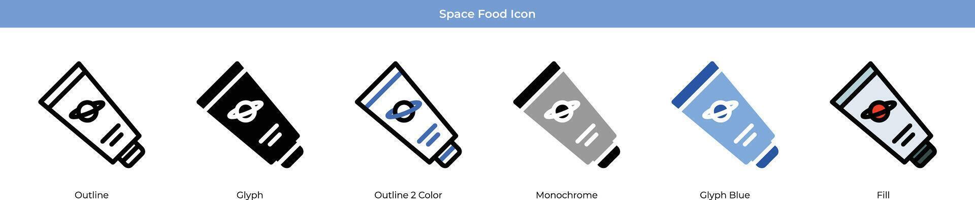 espacio comida icono conjunto vector
