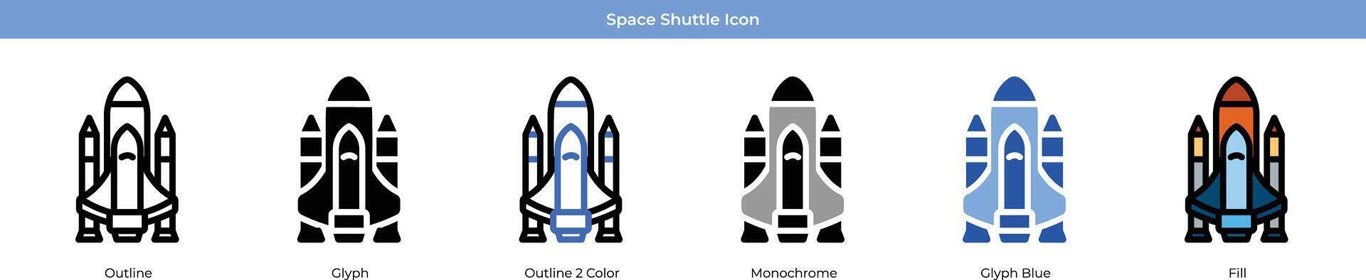 espacio lanzadera icono conjunto vector