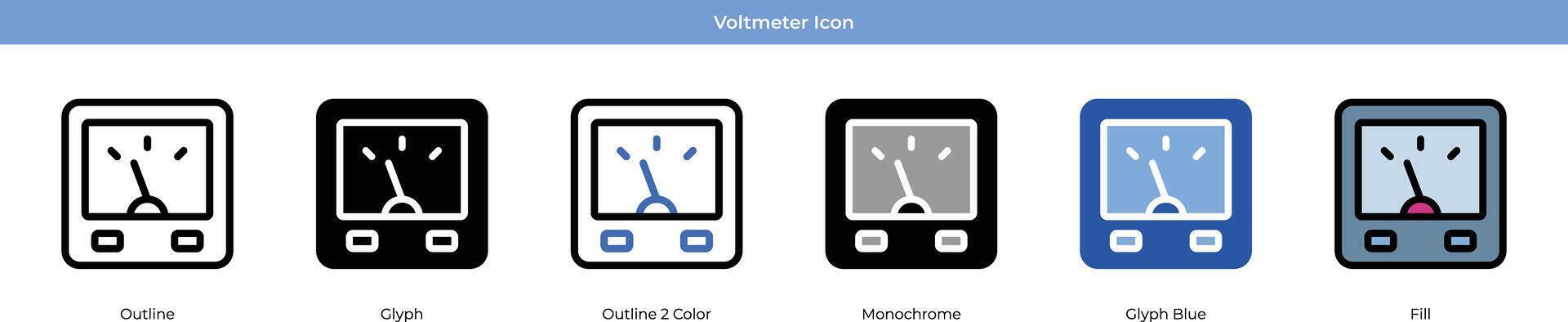 Voltmeter Icon Set vector