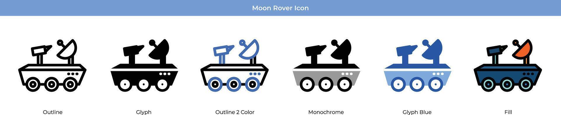 Luna vagabundo icono conjunto vector