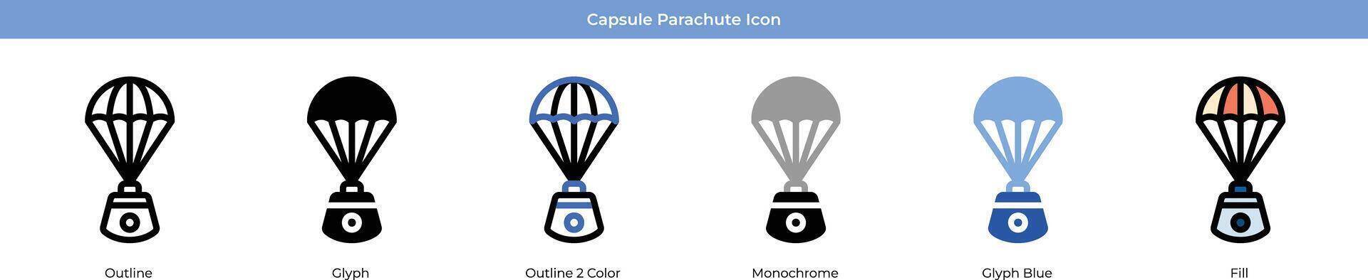 Capsule Parachute Icon Set vector