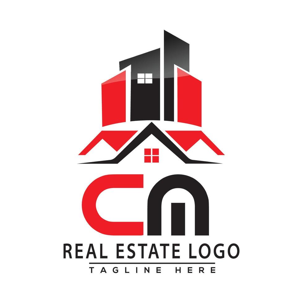 CM Real Estate Logo Red color Design House Logo Stock Vector. vector