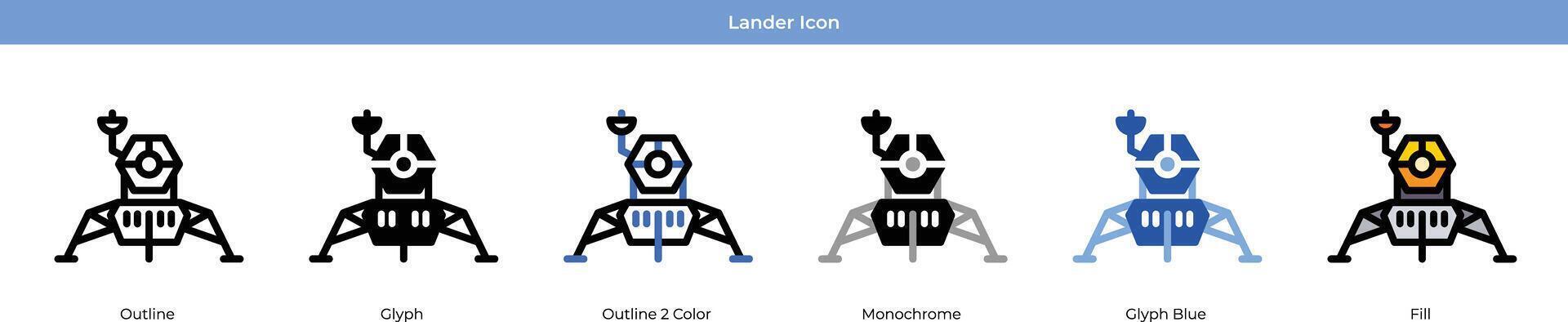 aterrizador icono conjunto vector