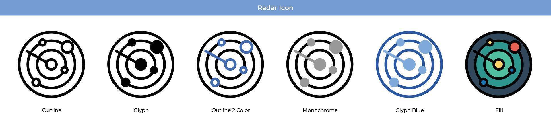 Radar icono conjunto vector