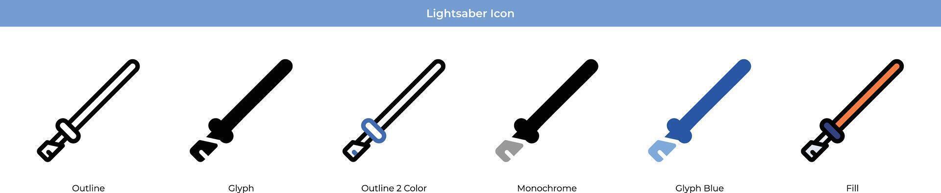 sable de luz icono conjunto vector