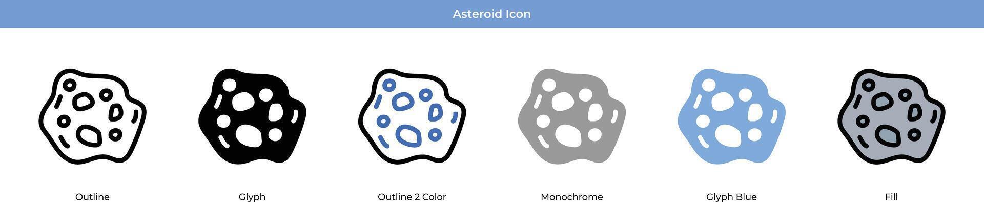 Asteroid Icon Set vector