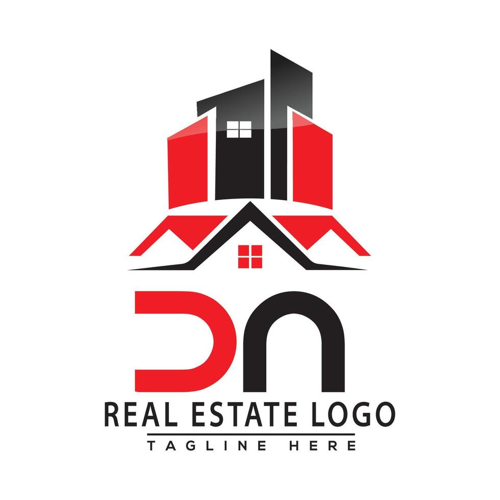 dn real inmuebles logo rojo color diseño casa logo valores vector. vector