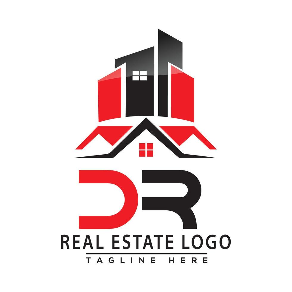 DR Real Estate Logo Red color Design House Logo Stock Vector. vector