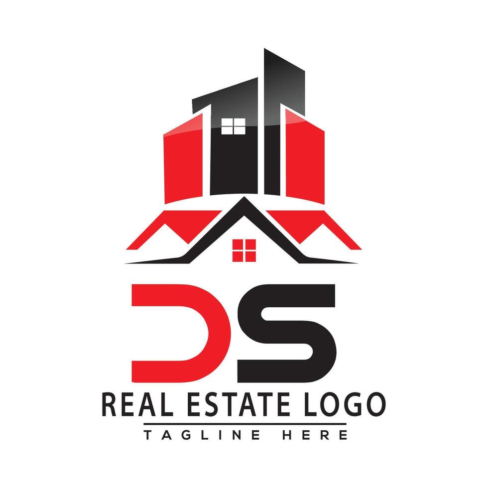 ds real inmuebles logo rojo color diseño casa logo valores vector. vector