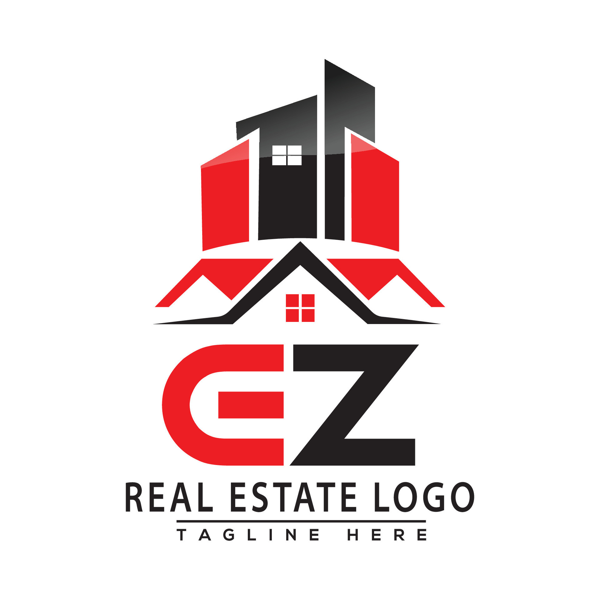 EZ Real Estate Logo Red color Design House Logo Stock Vector. 38479375