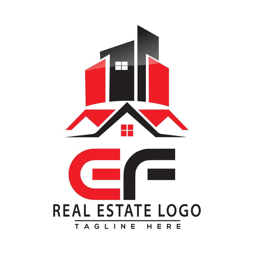 EF Real Estate Logo Red color Design House Logo Stock Vector. vector