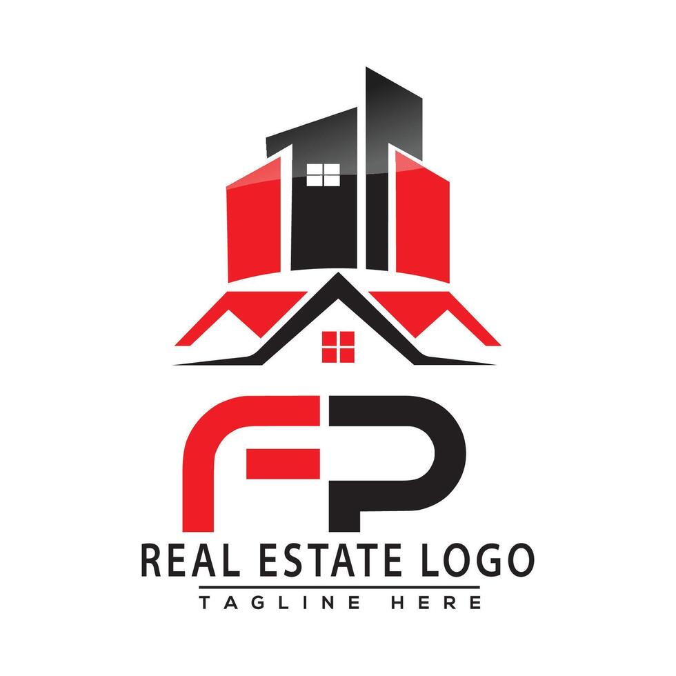 fp real inmuebles logo rojo color diseño casa logo valores vector. vector