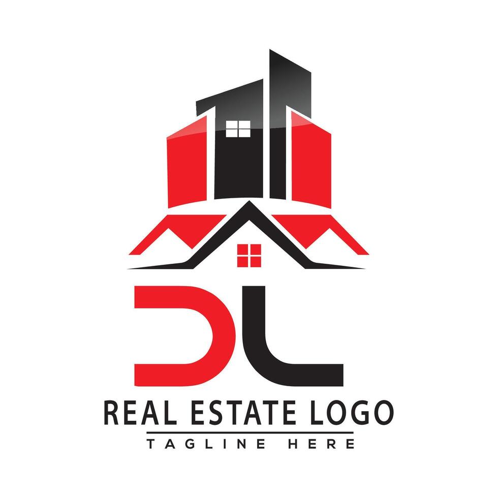 dl real inmuebles logo rojo color diseño casa logo valores vector. vector