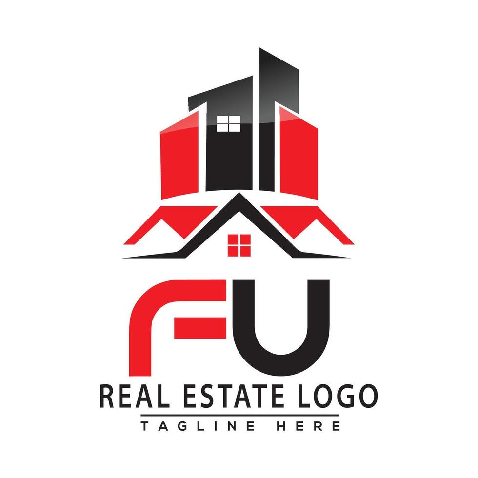 FU Real Estate Logo Red color Design House Logo Stock Vector. vector