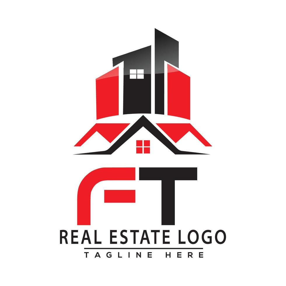 pie real inmuebles logo rojo color diseño casa logo valores vector. vector