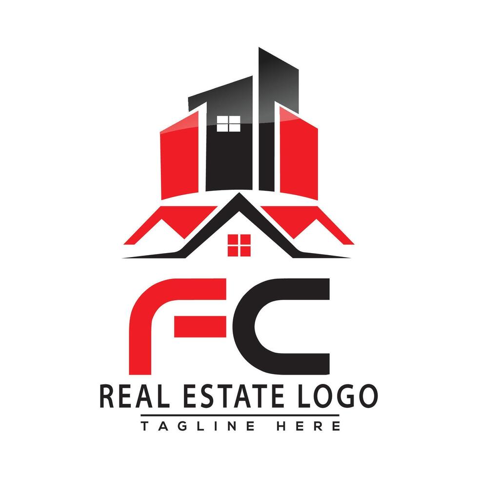 FC Real Estate Logo Red color Design House Logo Stock Vector. vector