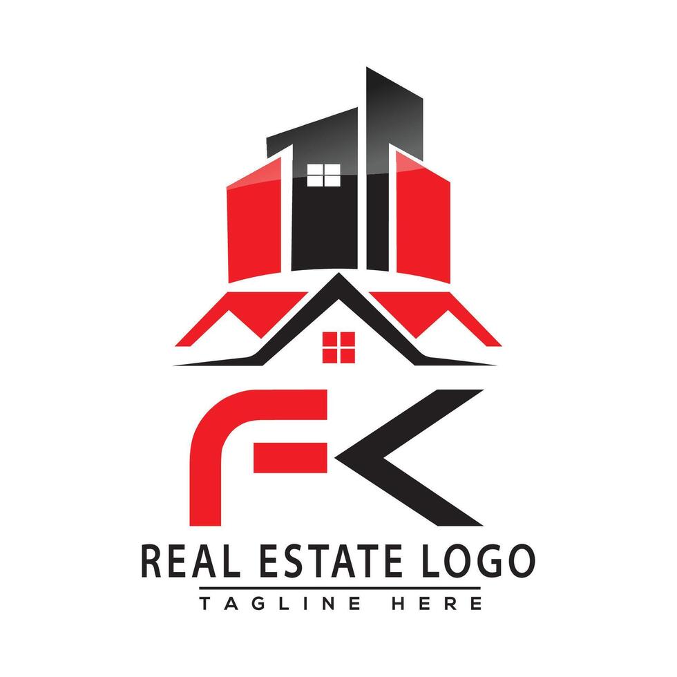 FK Real Estate Logo Red color Design House Logo Stock Vector. vector