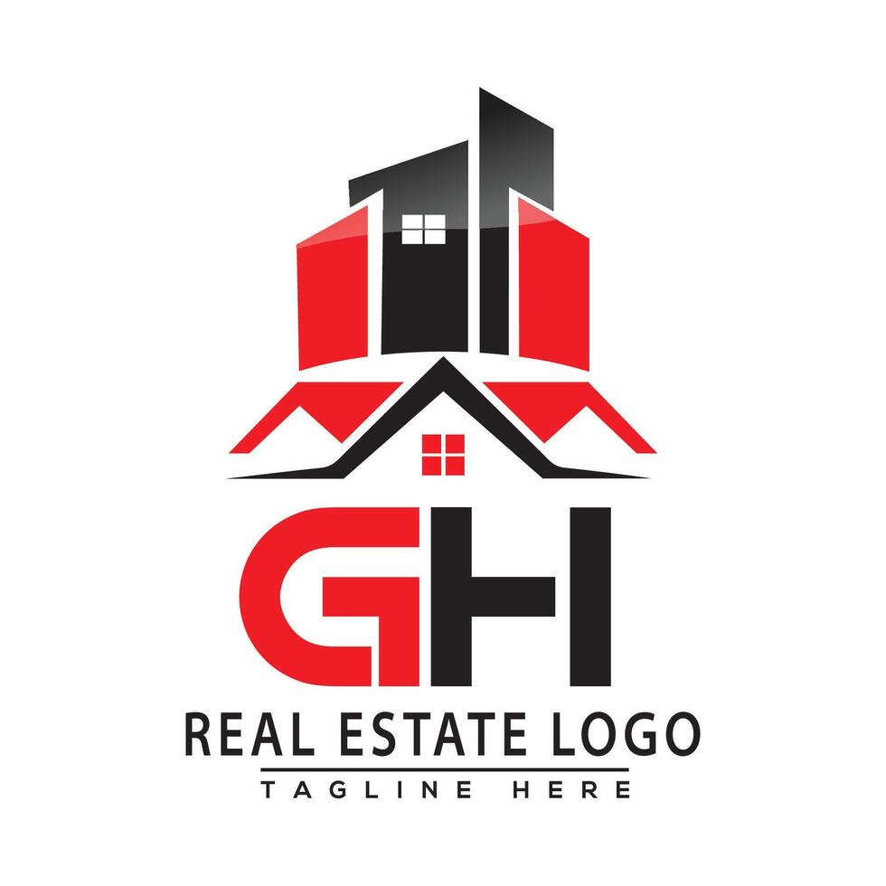 GH Real Estate Logo Red color Design House Logo Stock Vector. vector