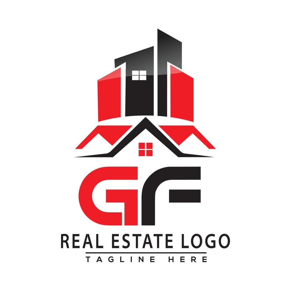 GF Real Estate Logo Red color Design House Logo Stock Vector. vector
