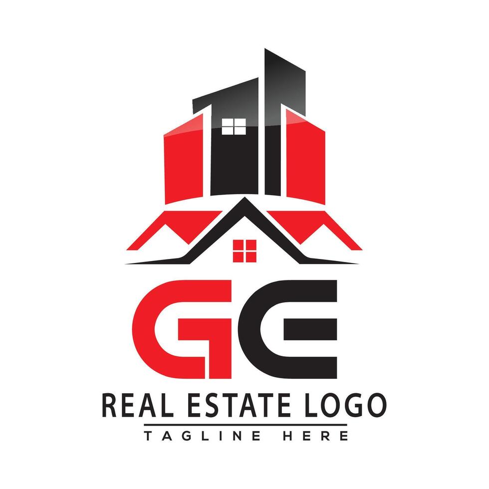 ge real inmuebles logo rojo color diseño casa logo valores vector. vector