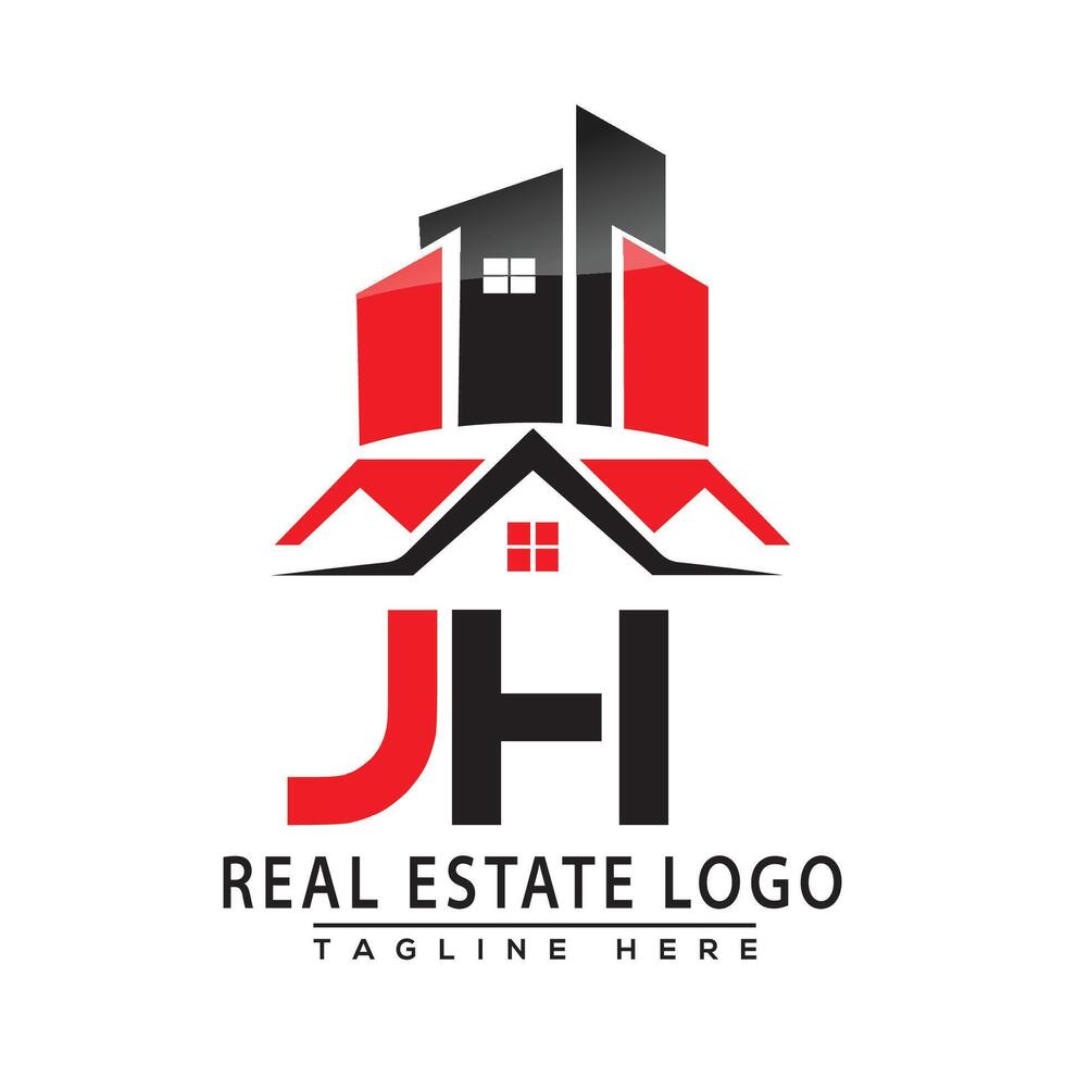J h real inmuebles logo rojo color diseño casa logo valores vector. vector
