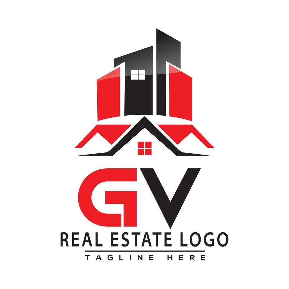 GV Real Estate Logo Red color Design House Logo Stock Vector. vector