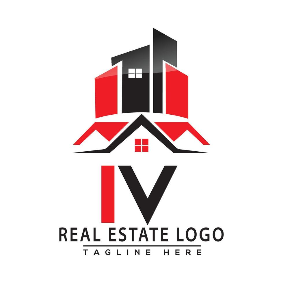 iv real inmuebles logo rojo color diseño casa logo valores vector. vector