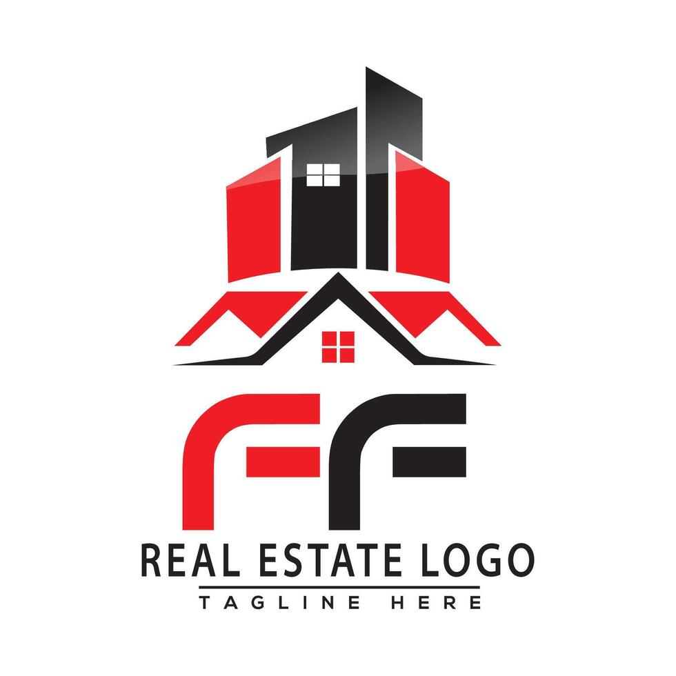 ff real inmuebles logo rojo color diseño casa logo valores vector. vector