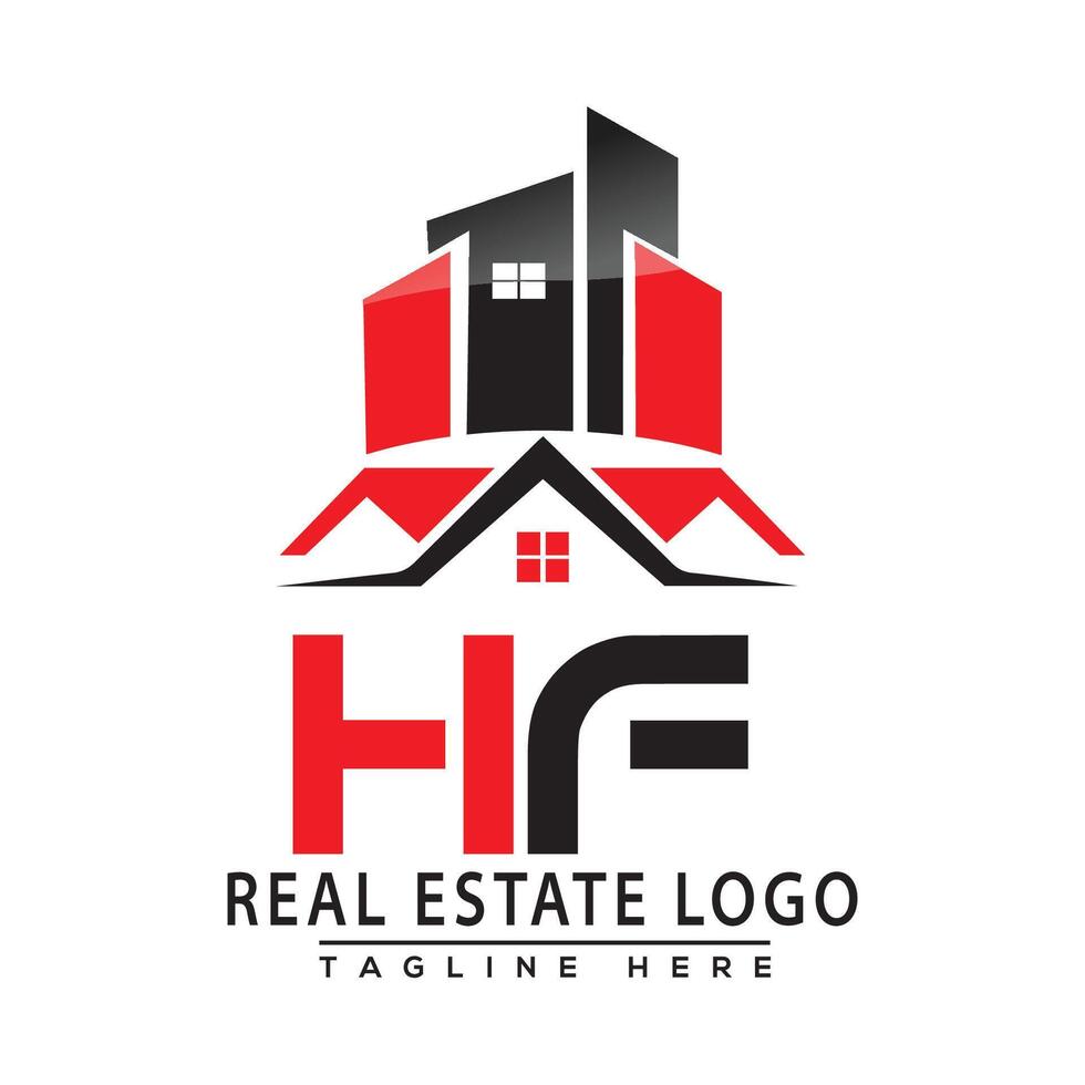 HF Real Estate Logo Red color Design House Logo Stock Vector. vector