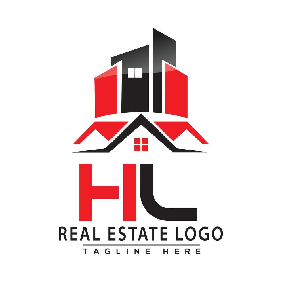 HL Real Estate Logo Red color Design House Logo Stock Vector. vector