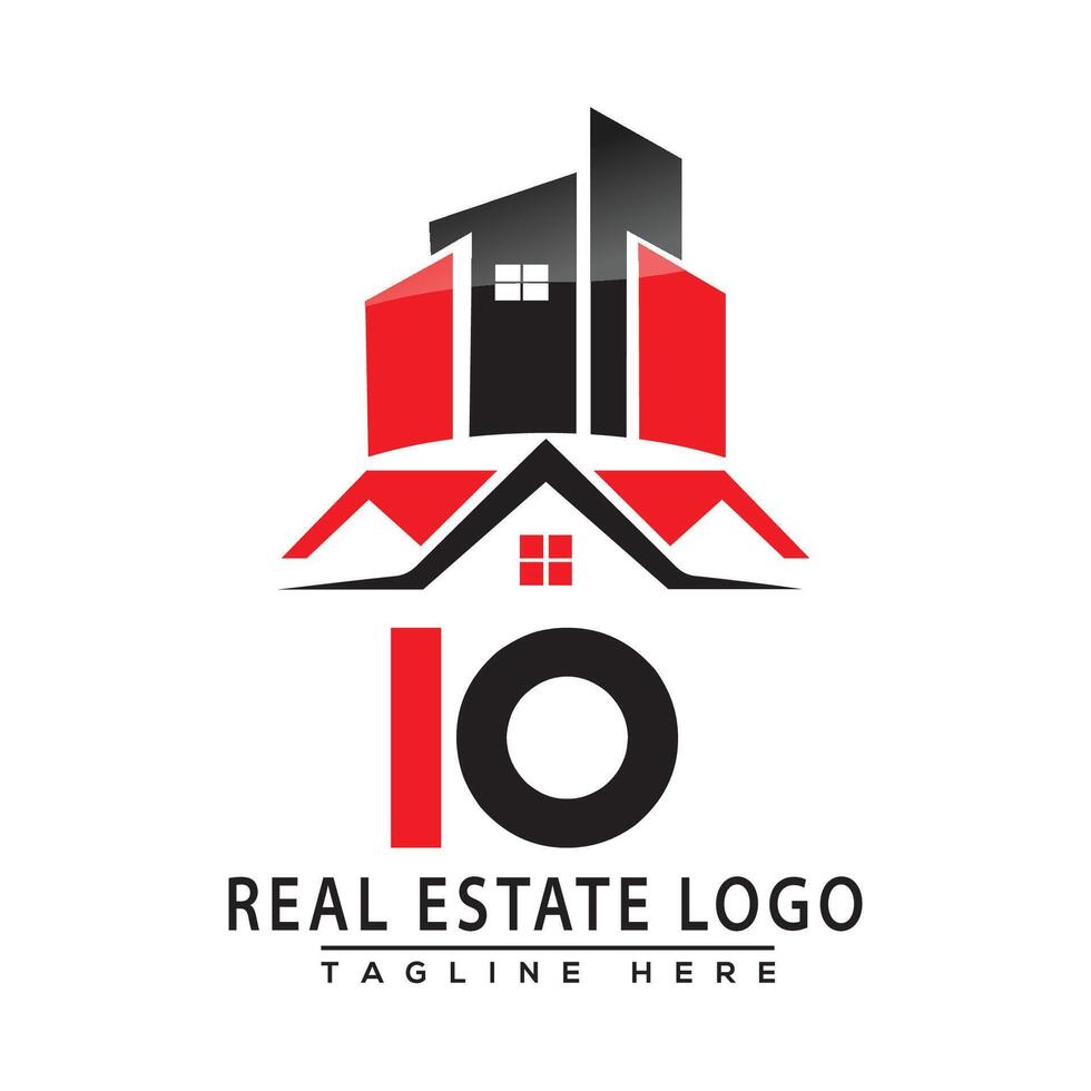 IO Real Estate Logo Red color Design House Logo Stock Vector. vector