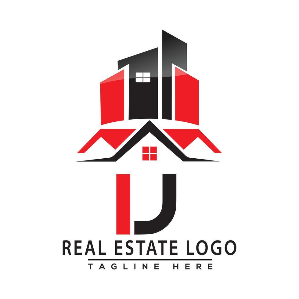 IJ Real Estate Logo Red color Design House Logo Stock Vector. vector