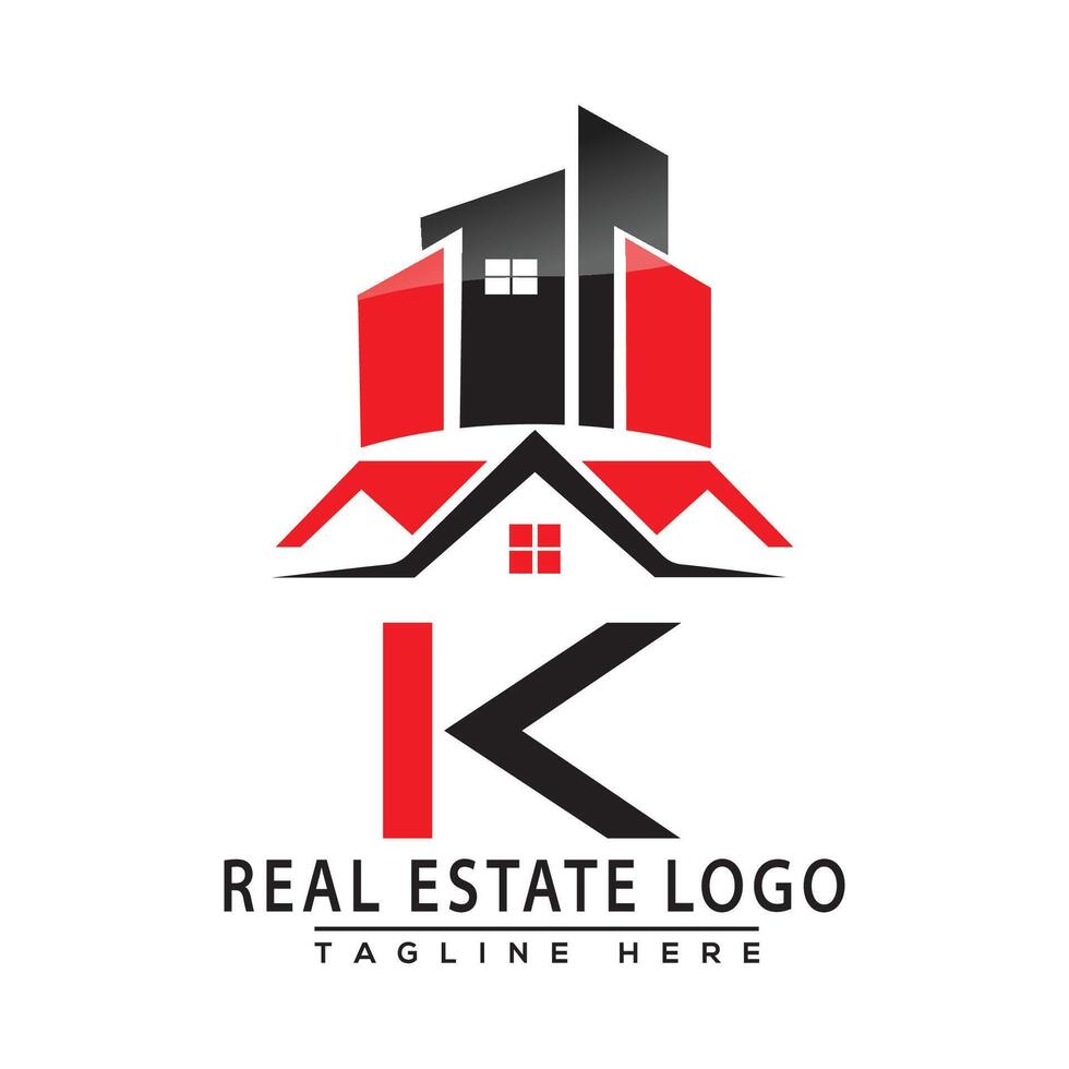 IK Real Estate Logo Red color Design House Logo Stock Vector. vector