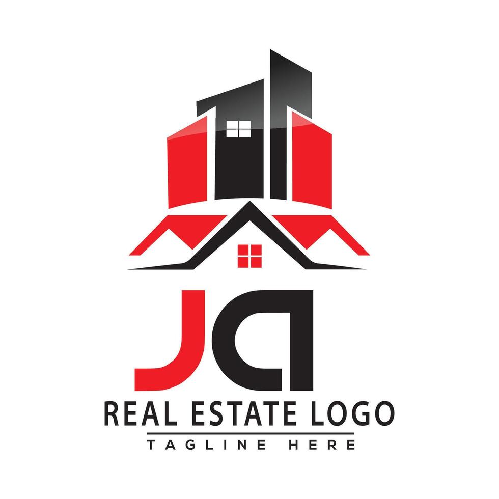 JA Real Estate Logo Red color Design House Logo Stock Vector. vector